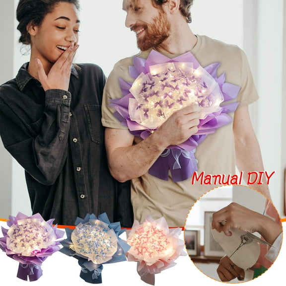 NEW 33pc Butterflies Flower Bouquet Gift Set With LED Light Great Gift Ideas For Valentine's Day, Birthday, Anniversary, Engagement