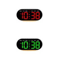 Unique Bargains 2 Pcs Oval Digital Alarm Clock Bedroom White Green/White Red