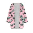 thumbnail image 4 of CFLVAEK Cardigans for Women Trendy Summer Hawaii Print Kimono Cardigan Casual Open Front Cover Ups Loose Fit 3/4 Sleeve Beach Vacation Cardigan Pink XL, 4 of 4