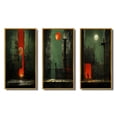 thumbnail image 2 of Designart "Urban Solitude under the Full Moon III" Modern Geometric Framed Wall Art Set Of 3 - Green Abstract Geometric Frame Canvas Set For Living Room Decor, 2 of 6