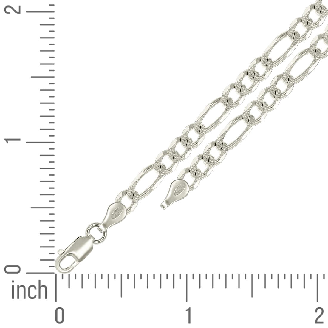 925 Sterling Silver Solid Pave Classic Figaro Silver Plated 5.0mm Anklet 9 Inch Anklet for Women