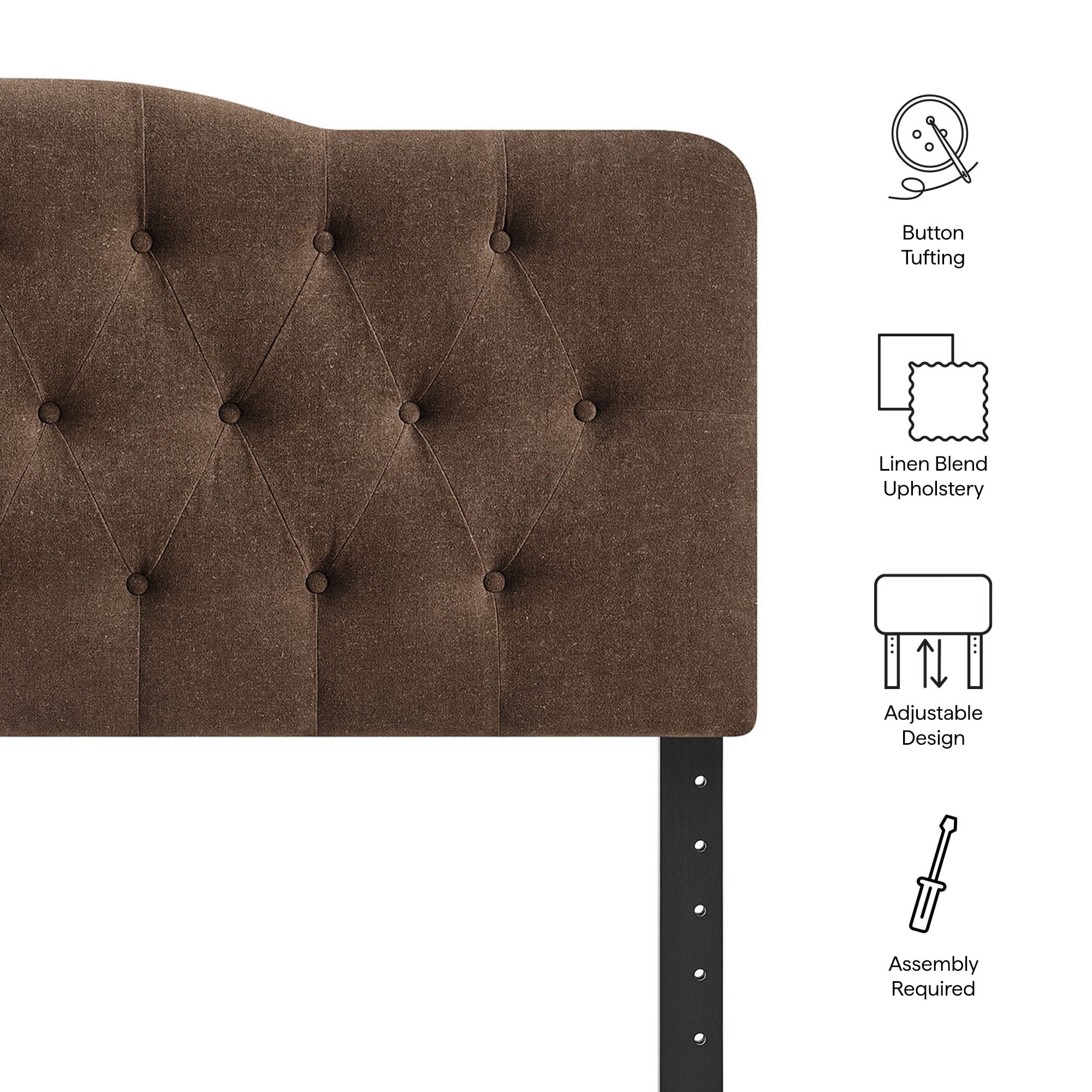Annabel Premium Linen Blend Queen Headboard in Cocoa