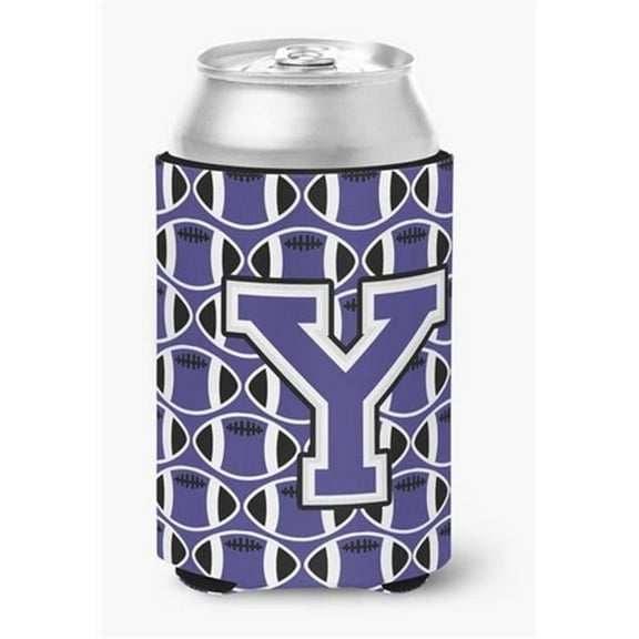 Letter Y Football Purple & White Can or Bottle Hugger