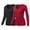 BLACK/RED, variant on FashionOutfit Women's Basic Casual Solid Long Sleeve V-neck Thermal Tops