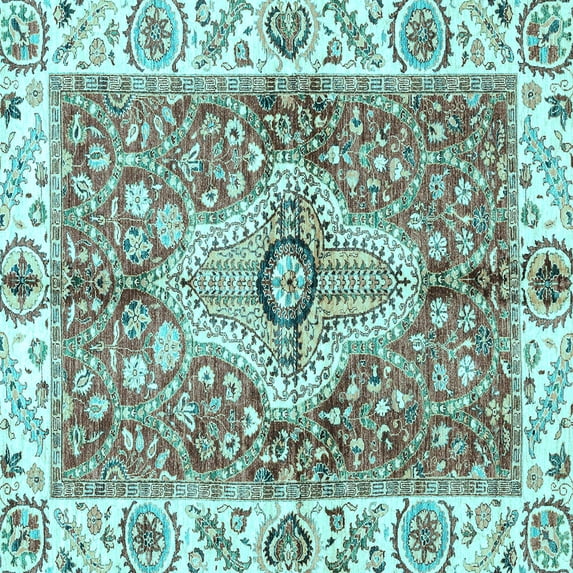 Ahgly Company Indoor Square Abstract Light Blue Modern Area Rugs, 6' Square