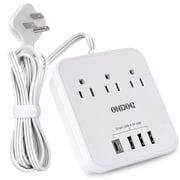 Power Strip with 3 AC Outlets & 4 USB Ports (1 USB-C), No Surge Protection 6 Ft Extension Cord, Suitable for Office, Home and Cruise, White