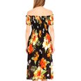 thumbnail image 2 of Sakkas Nur Women's Smock Elastic Cocktail Midi Sleeve Off Shoulder Floral Dress - B-Orange - One Size, 2 of 5