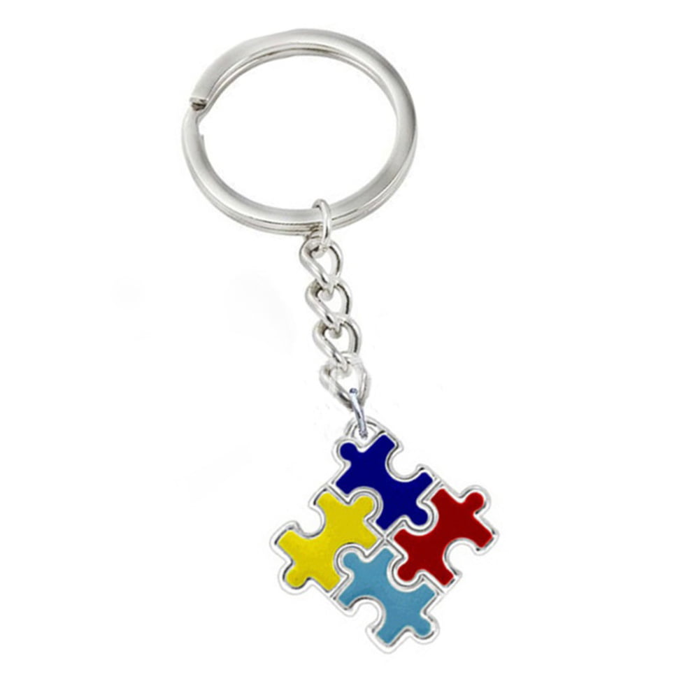 Autism Puzzle Piece Key Fob Wristlet Keychain 