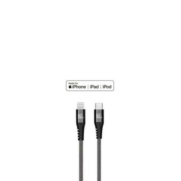 LAX Durable Braided Nylon Charge/Sync USB-C to Lightning Cables 4ft, Black