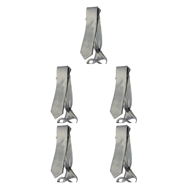 ZLight Cravate Rétro en Polyester pour Garçons Pré-Nouée Cravate Fine Mode Unisexe Cordelette Robe de Mariée Argent 5Ensemble