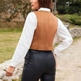 thumbnail image 3 of Morttic Women's Solid Color Western Fringe Cropped Vest – Suede Look, Sleeveless, Hollow Out Accents, Cowgirl Fashion Outerwear Brown，S, 3 of 4