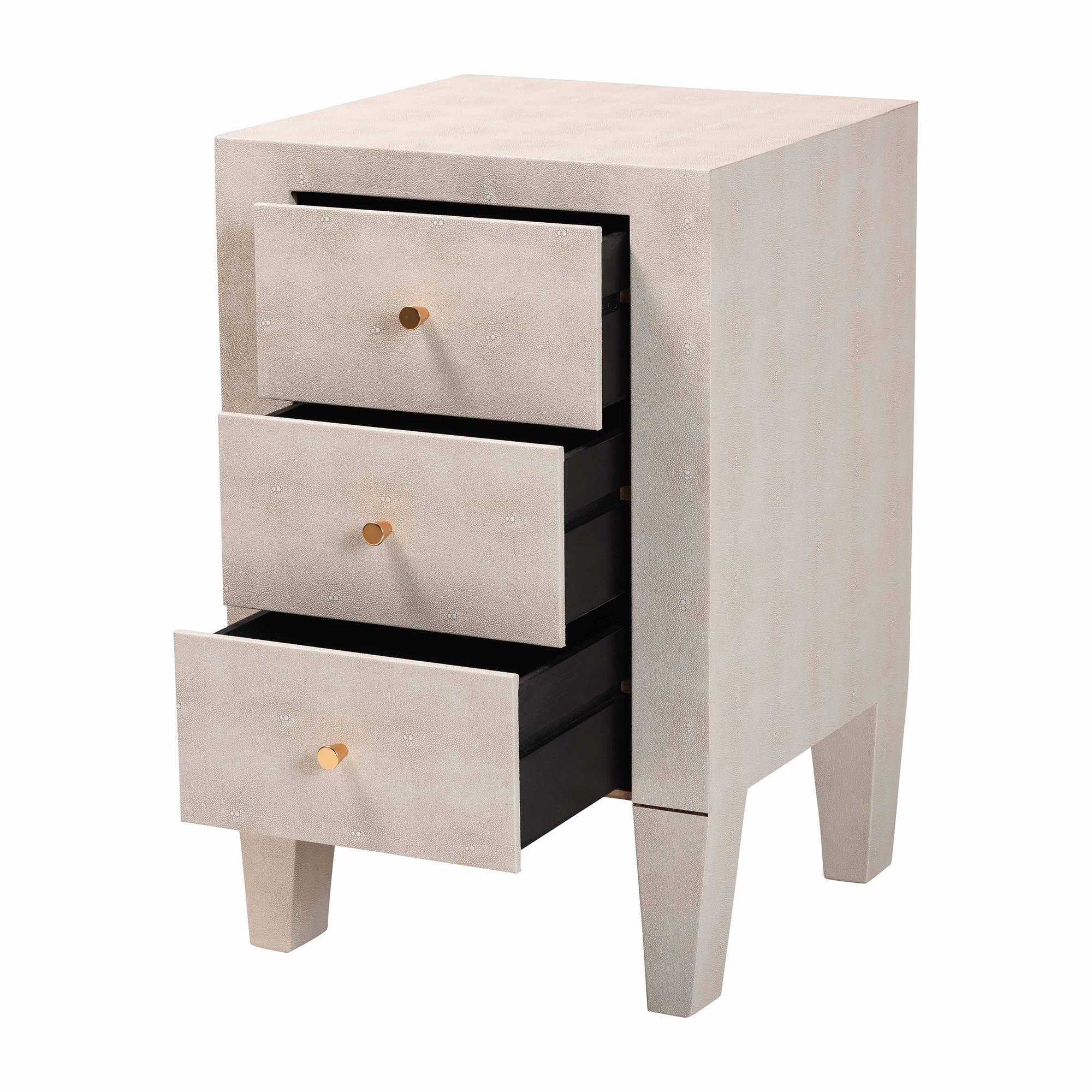 Baxton Studio Leyna Modern End Table, 3-Drawer, Brass