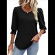 thumbnail image 2 of Blusas para Mujer, Elegantes, Informales, de 3/4 y Puños Fruncidos. Negro S, 2 of 9
