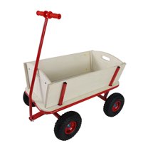 Heavy Duty Wagon with Handle, SHINPT Garden Cart and Wagon, Outdoor Gardening Cart with four-wheel design, Utility Trailer with Metal Wheel Barrow, All Terrain Wagon for Yard, Lawn, Garden