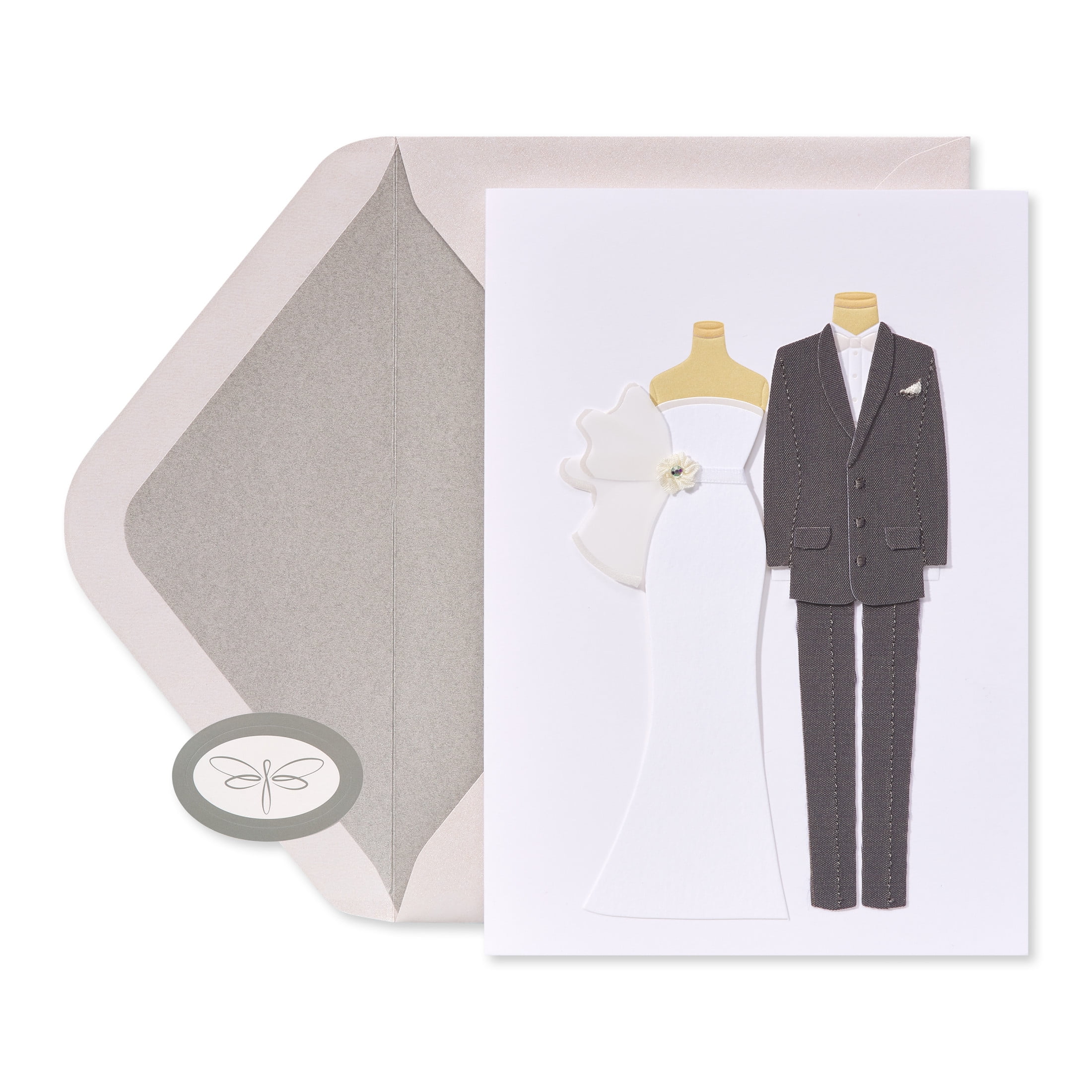 Papersong Premium Blank Wedding Card (Bride and Groom Outfits)
