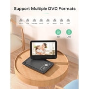 CocoBear 12.5 Portable DVD Player with 10.5 Swivel Screen, 1024x600 HD, 4-6H Battery, Car Charger, USB/SD/AV Support, Region Free, Dual Speakers, Black