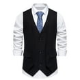 thumbnail image 2 of ZCFZJW Men's Suit Vest Formal Wedding Slim Fit Single-Breasted Sleeveless V-Neck Have Pockets Solid Dress Wedding Waistcoat Prom Tuxedo #10-Black M, 2 of 9