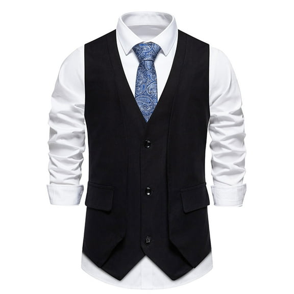 Mens Vests Casual Qiggri Men Solid Fashion Retro Have Pockets Button V-Neck Tanks Blouse Suit Vest For Men