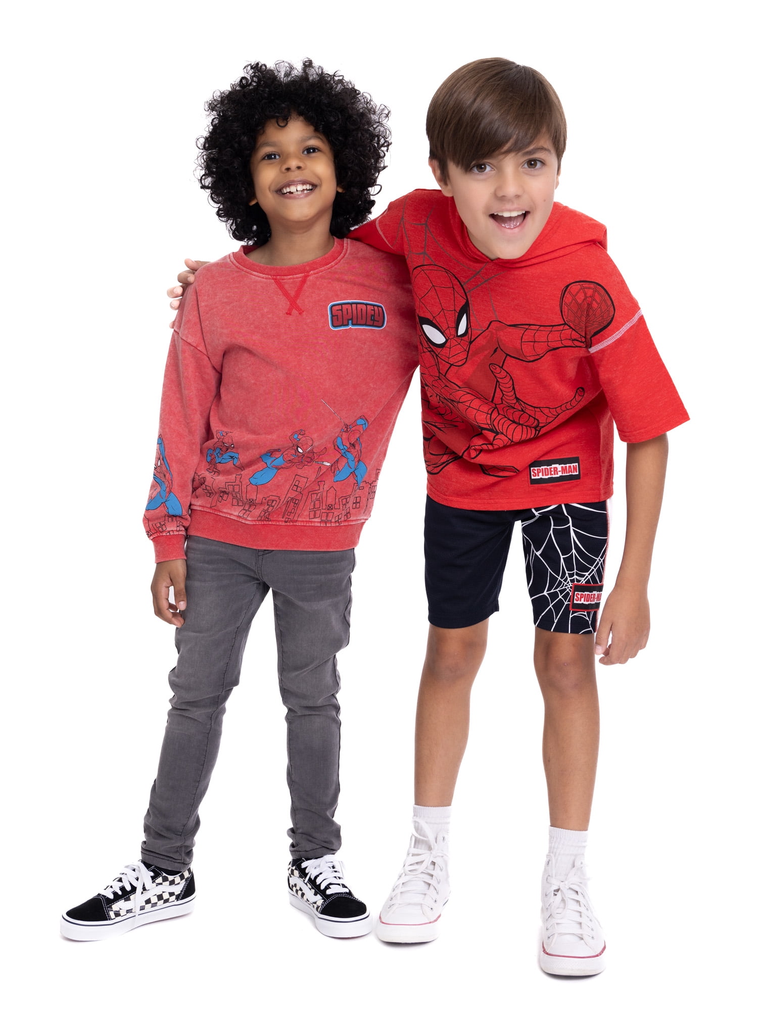 Spider-Man Boys Hooded Cosplay Tee and Shorts, 2 Piece Outfit Set, Sizes 4-10