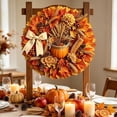 thumbnail image 6 of Fall Thanksgiving Wooden Wreath Sign Flat Printed Maple Pumpkin Harvest Wall Decor 11.8 Inch for Front Door Porch Window Mantel Indoor Outdoor, 6 of 6