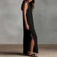 thumbnail image 4 of FAIWAD Linen Dress Women V Neck Sleeveless Side Slit Maxi Dresses Loose Casual Flowy Boho Sundress, 4 of 9