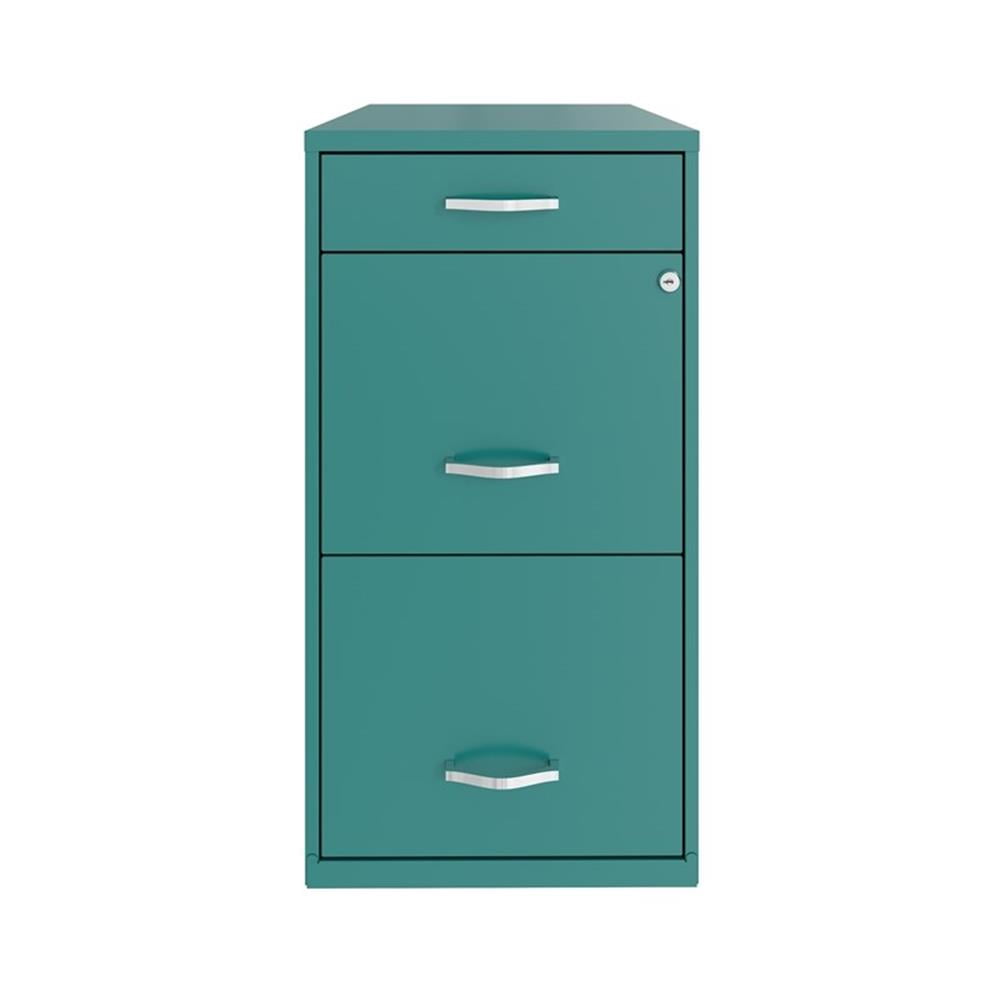 UrbanPro 3-Drawer Lockable Metal File Cabinet, Turquoise