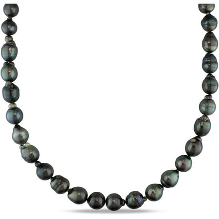 9-11mm Black Tahitian Pearl 14kt White Gold Strand Necklace, 18