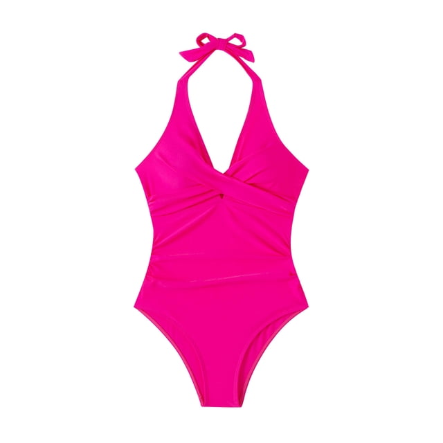 Traje de Baño sin Espalda de las Mujeres, Nuevo Tamaño Grande Sexy una Pieza con Correa Colgante para la Playa Y la Piscina, Traje de Baño de Nylon Retro