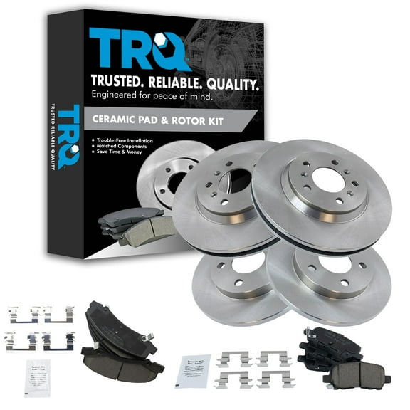 TRQ Front and Rear Brake Pad & Rotor Kit Brake Pads Brake Rotor Ceramic Fits Select 2011-2013 Chevrolet Impala 2014-2016 Impala Limited