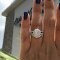 thumbnail image 3 of SFTING S925 Sterling Silver 1.5CT Solitaire Halo Engagement Wedding Rings And Eternity Band Set for Women Size 6, 3 of 8