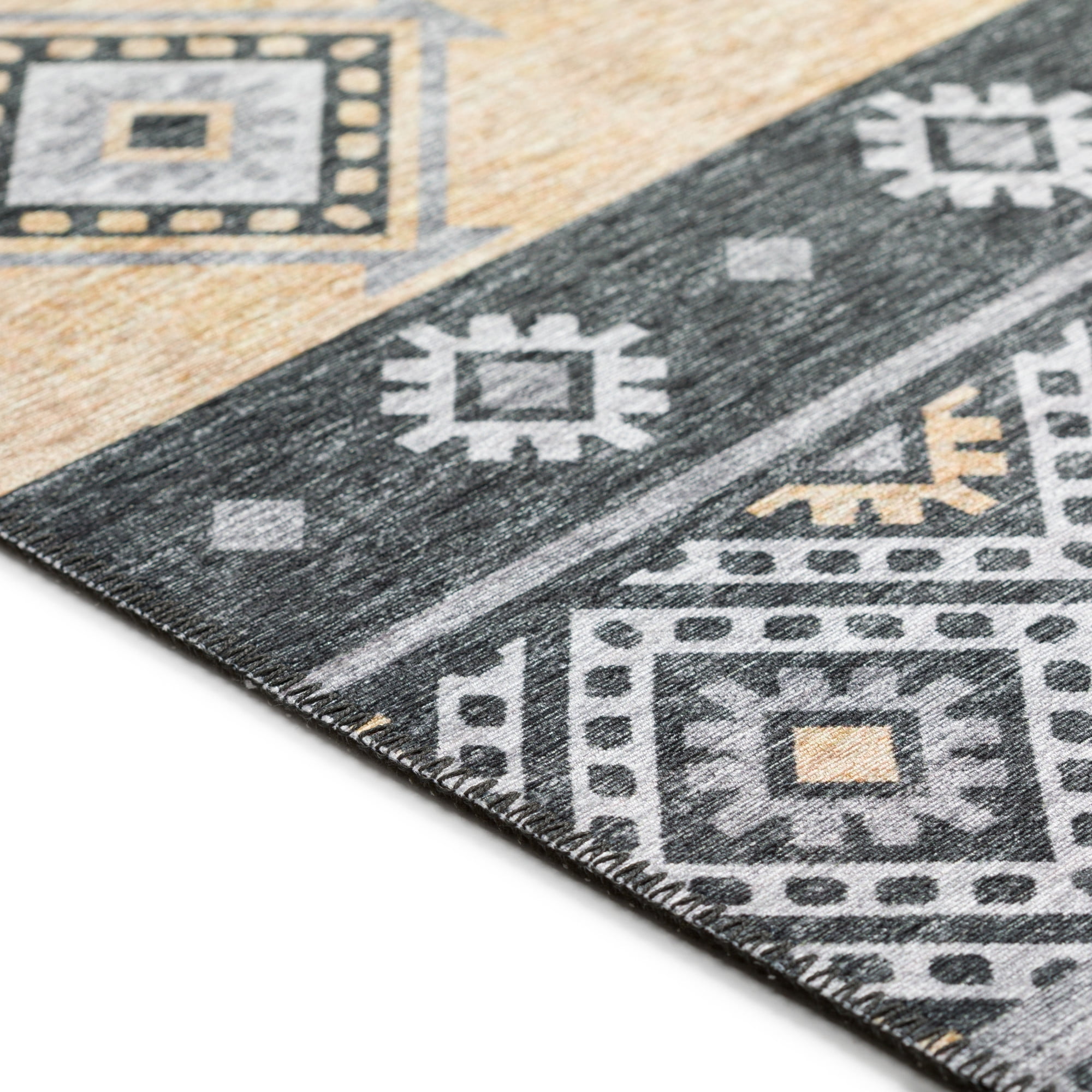 Yuma Indoor/Outdoor Grey Southwest 8' Round Non-Skid Area Rug