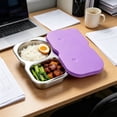 thumbnail image 5 of Leodye 1PCS Stainless Steel Bento Box with Silicone Leakproof Lid, Reusable Food Container, Meal Prep Lunch Box for office and Travel Carry - 5.51 x 3.34 x 1.37 in, 5 of 6