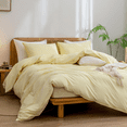 thumbnail image 2 of BESTOUCH Duvet Cover Set Full 100% Washed Cotton Linen Feel Soft Chic Lightweight 3Pcs (Light Yellow, 80"x90"), 2 of 8