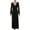 black, variant on Womens Black Jacquard Knit Surplice Long Sleeve V Neck Maxi Evening Dress Size 2