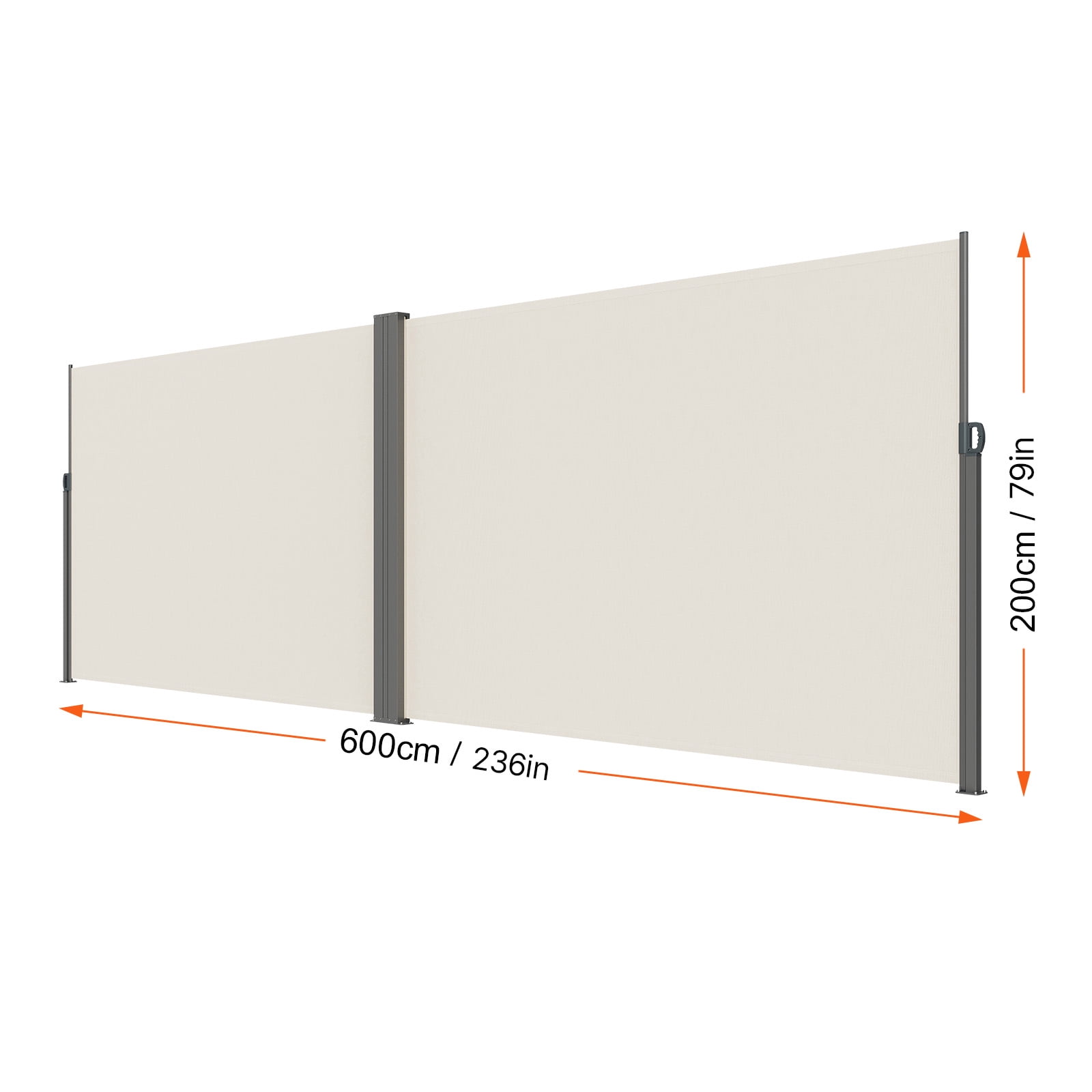 KFFKFF Retractable Side Awning 79''x 236'' Patio Screen Fence Divider Fencing