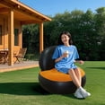 thumbnail image 1 of Sofá inflable para acampar, casa y exteriores, plegable y portátil, con superficie aterciopelada (naranja), 1 of 6