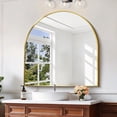 thumbnail image 2 of Arched Wall Mirror 24x20 Inch Black Metal Frame Tempered Glass Large Decorative Crystal Clear Shatterproof Mirror for Entryway Living Room Mantel Bathroom, 2 of 9