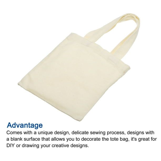 Unique Bargains 9 Blank DIY Art Craft Activity Shopping Canvas Tote Bags Beige Walmart