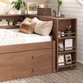 thumbnail image 5 of Twin Size Daybed Frame with Side Shelves and Desk,Wood Daybed Frame with Storage Drawers and Trundle for Bedroom, Apartment, Mattress not included, No Box Spring Needed,Brown, 5 of 14