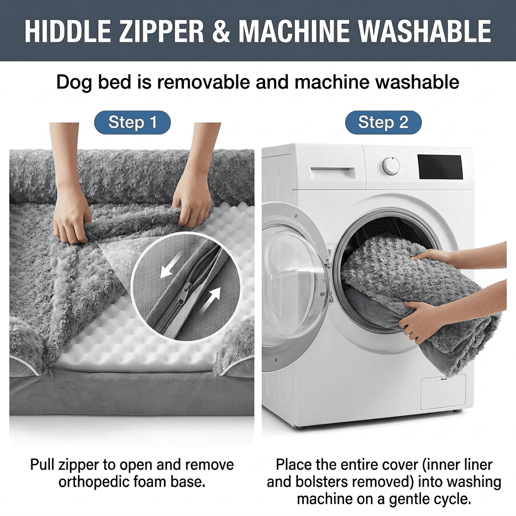 Extra-Large Dog Bed - Washable Giant Dog and Cat Bed, Comfortable Pet Sofa with Removable, Washable Cover, Non-Slip Bottom, Gray