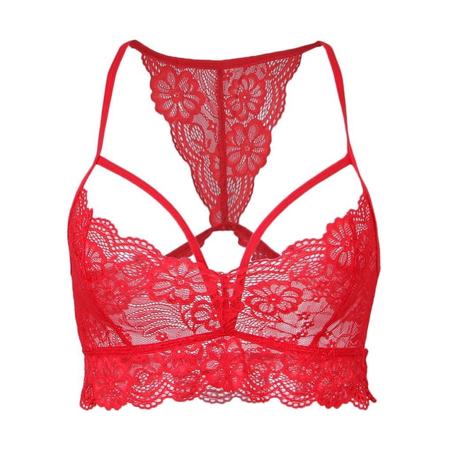 Bralette de encaje Yuyangstore Crop Tops Rojo