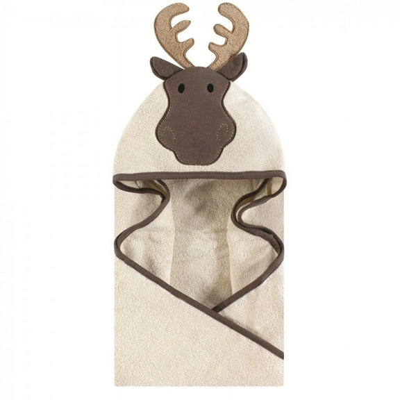 Hudson Baby Infant Cotton Animal Face Hooded Towel, Modern Moose, One Size
