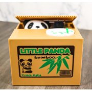 Whimsical Animated Hiding Panda Bear Coin Grabber Money Bank Box Sculpture