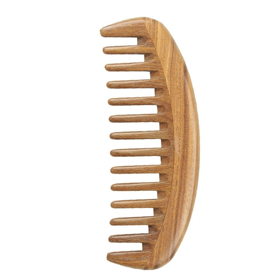 1pc Sandalwood Broad-tooth Curled Hair Wooden Comb Scalp Massage Comb for Women Girls Ladies (Coffee)