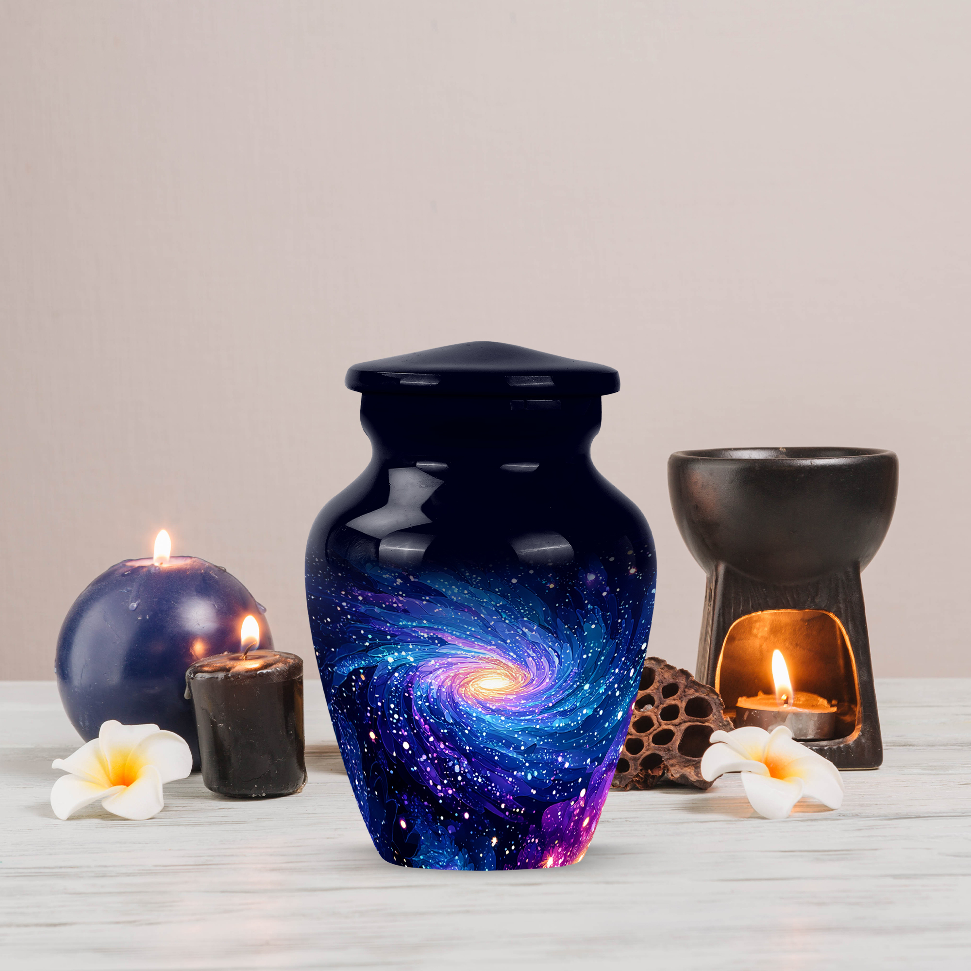 MUKTIVE Galaxy Blue Urn for Women Ashes, Funeral Urns for Father Ashes Adult Male and Female, Keepsake Urns For Dad, Cremation Urn for Adult Male for Burial, 3 Inch