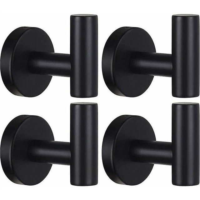 Toallero montado en la pared Perchero para batas de baño Gancho para bata de baño Negro mate SUS 304 Toallero de acero inoxidable resistente Perchero Albornoz Gabinete Esponja