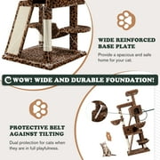 Amolife 65.7 Large Cat Tree and Tower Condo for Indoor Cats with 2 Scratching Boards, Hammock & Post, Leopard Print