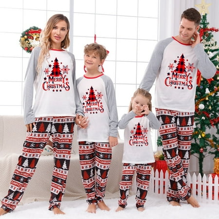 

SILVERCELL Matching Family Christmas Pajamas Set Merry Christmas Sleepwear Holiday Nightwear Xmas Pjs for Dad Mom &Me