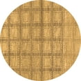 thumbnail image 1 of Ahgly Company Indoor Round Checkered Brown Modern Area Rugs, 7' Round, 1 of 4