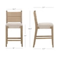 thumbnail image 3 of Nathan James Cove Seagrass Counter Stool Wood Upholstered Bar Stool with Natural Flax Cushion and Seagrass Backrest, Light Brown, 3 of 5